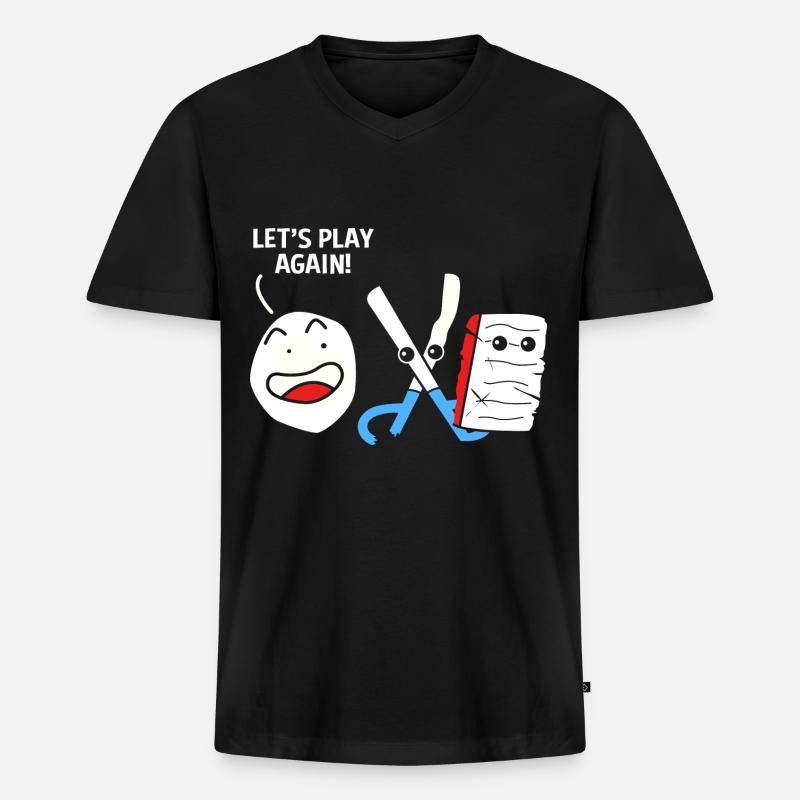Schere Stein Papier - Männer Premium Bio T-Shirt mit V-Ausschnitt - Schwarz