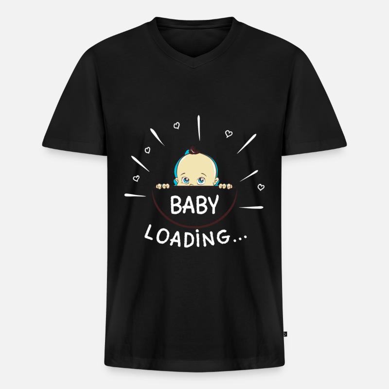 Baby Loading - Nachwuchs unterwegs - Geburt - Männer Premium Bio T-Shirt mit V-Ausschnitt - Schwarz