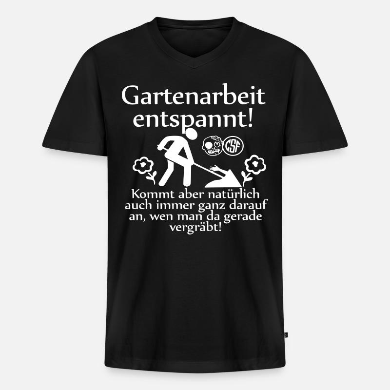 Gartenarbeit entspannt ... - Männer Premium Bio T-Shirt mit V-Ausschnitt - Schwarz