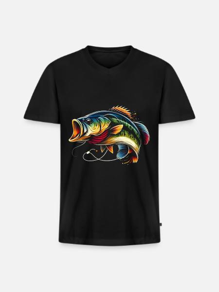 Bass Fish - Men's Premium Organic T-shirt with V-neck - black