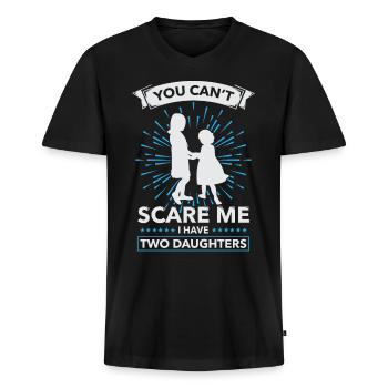 Papa Vatertag Tochter lustiger Spruch Geschenk - Männer Premium Bio T-Shirt mit V-Ausschnitt - Schwarz - Vorne - Nico (187cm)