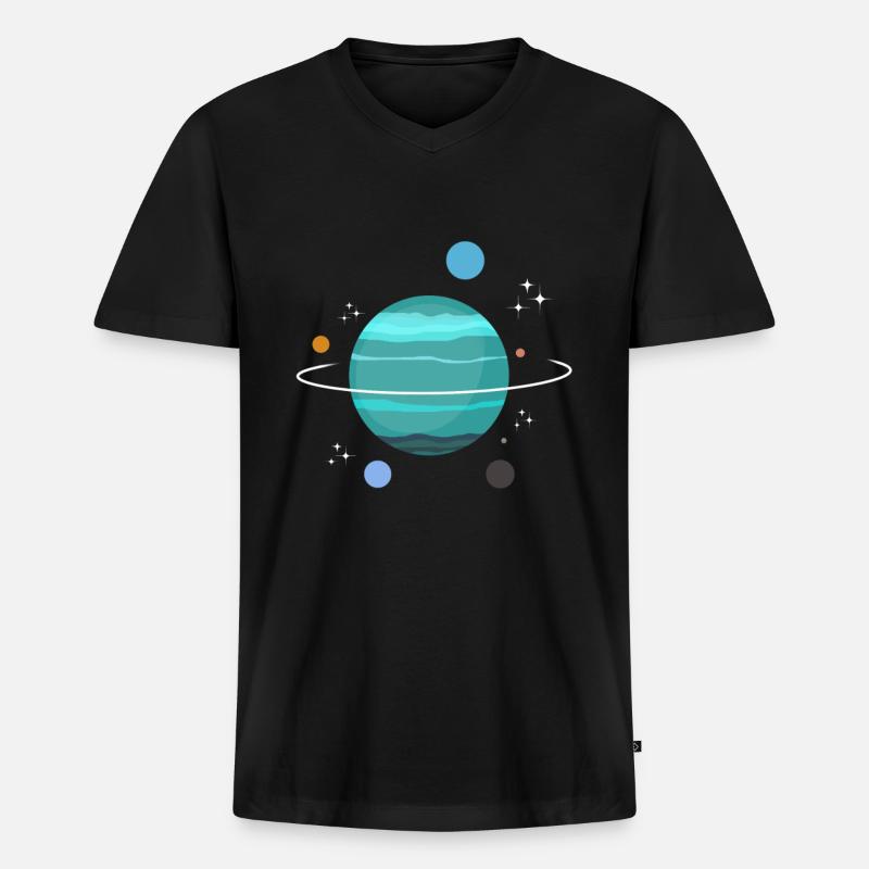 Uranus Planet Geschenk - Männer Premium Bio T-Shirt mit V-Ausschnitt - Schwarz