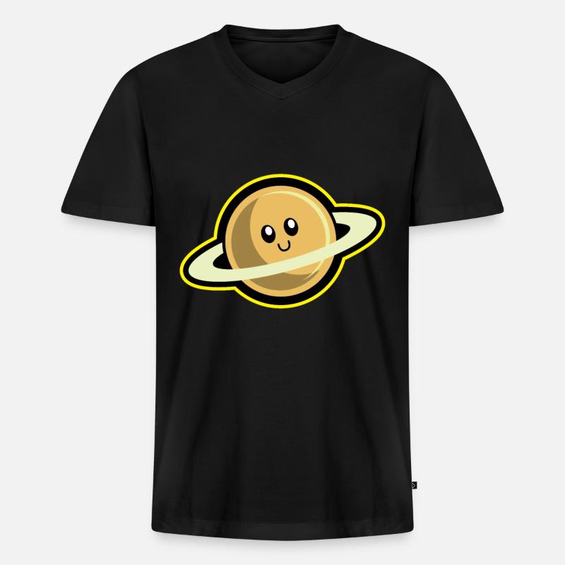 Saturn Planet Geschenk - Männer Premium Bio T-Shirt mit V-Ausschnitt - Schwarz