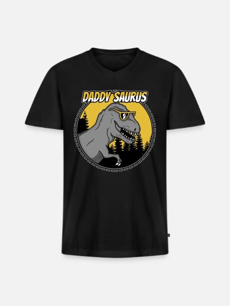 Cadeau de dinosaure fête des pères papa TRex T-Rex - T-shirt encolure en V Premium bio Homme - noir