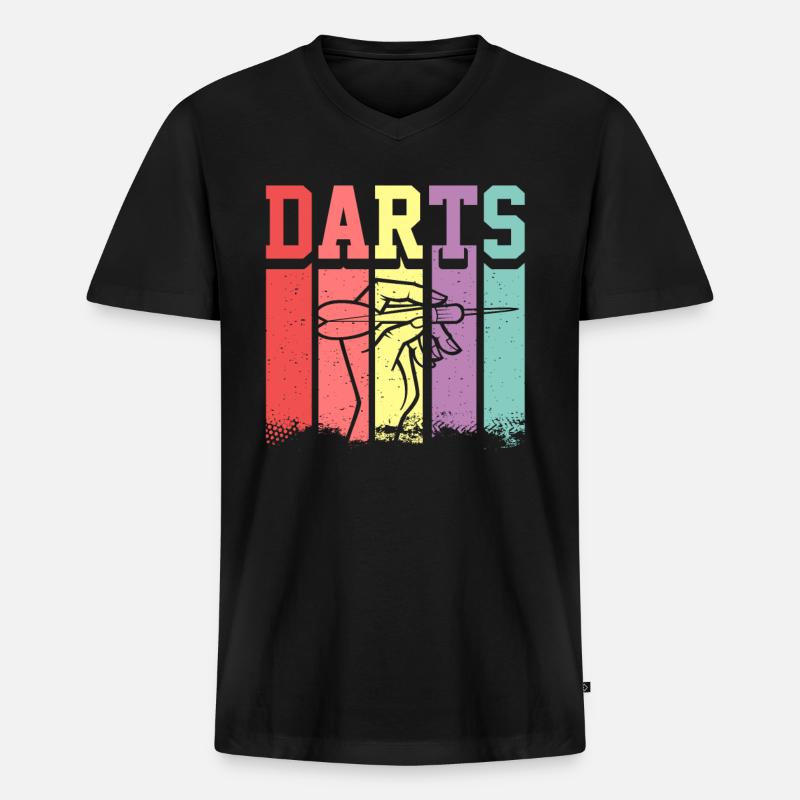 Darts Dart Geschenkidee - Männer Premium Bio T-Shirt mit V-Ausschnitt - Schwarz