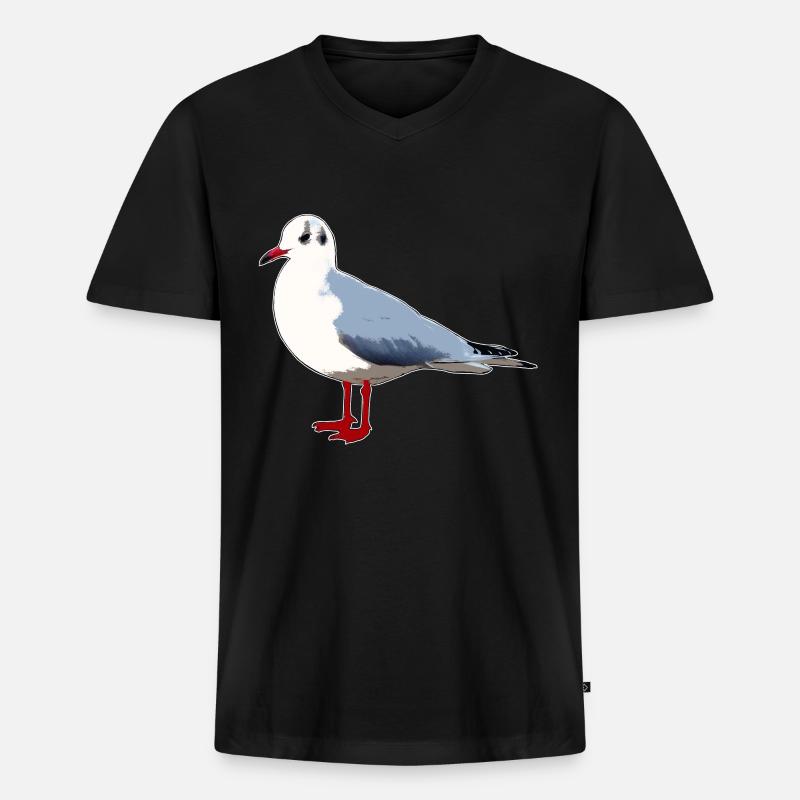 Möwe - Männer Premium Bio T-Shirt mit V-Ausschnitt - Schwarz