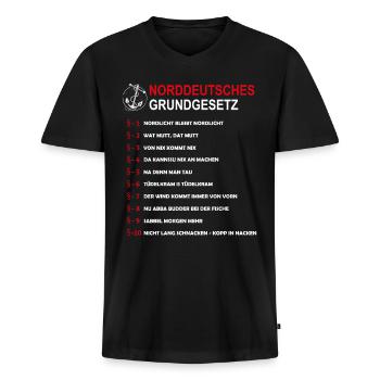 Plattdeutsch Sprüche Norddeutscher Humor Nordlicht - Männer Premium Bio T-Shirt mit V-Ausschnitt - Schwarz - Vorne - Nico (187cm)
