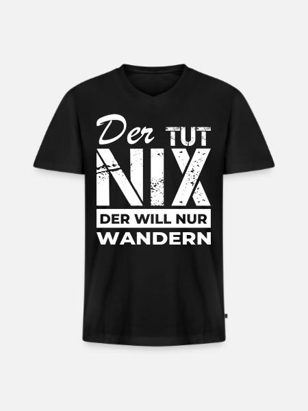 Wanderer - Wandern - Männer Premium Bio T-Shirt mit V-Ausschnitt - Schwarz