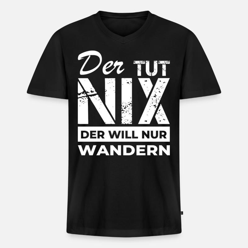 Wanderer - Wandern - Männer Premium Bio T-Shirt mit V-Ausschnitt - Schwarz