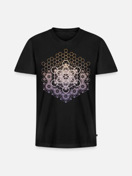 Metatrons Cube Sacred Geometry Connected - Men's Premium Organic T-shirt with V-neck - black