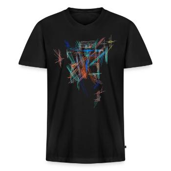 Modèle de futurisme - T-shirt encolure en V Premium bio Homme - noir - Devant - Nico (187cm)