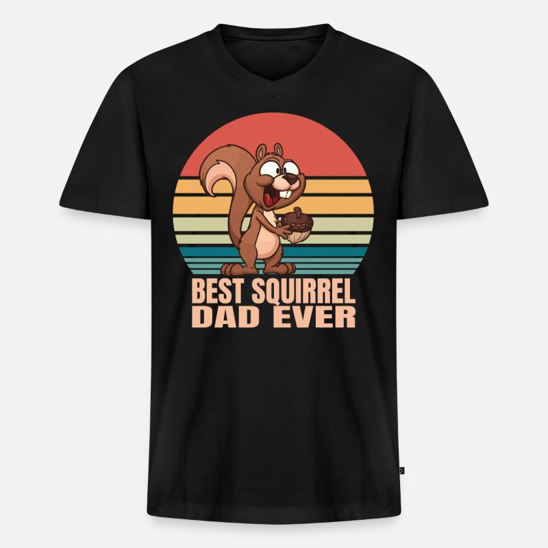 Bester Eichhörnchen-Vater - Männer Premium Bio T-Shirt mit V-Ausschnitt - Schwarz