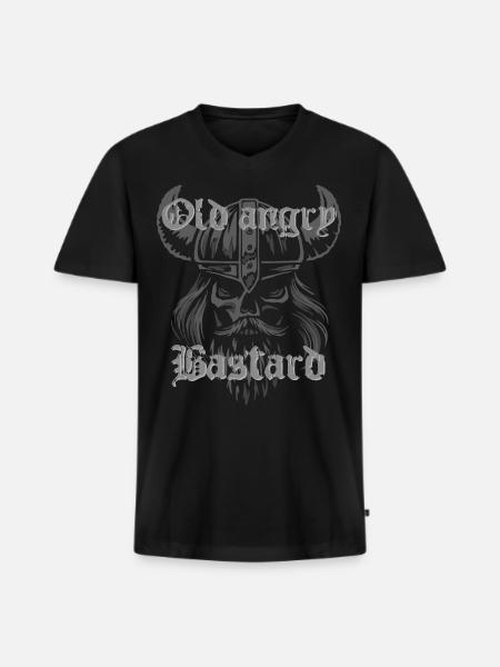 Old angry Bastard - Männer Premium Bio T-Shirt mit V-Ausschnitt - Schwarz