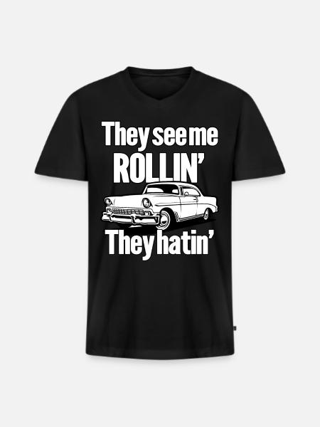 Rollin' Revolution Oldtimer-Liebhaber - Männer Premium Bio T-Shirt mit V-Ausschnitt - Schwarz