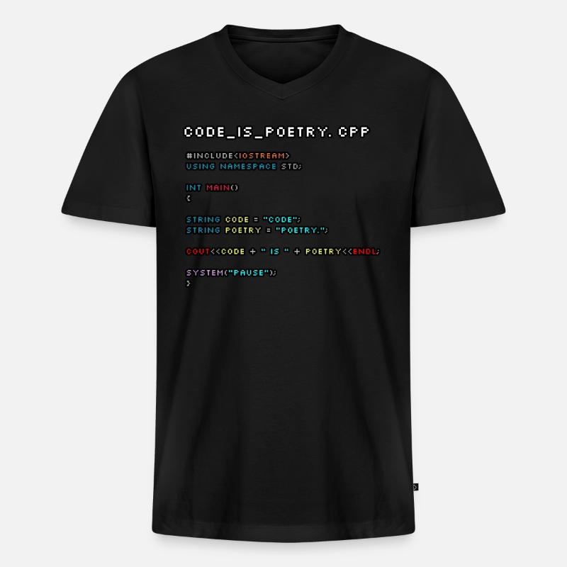 Code is Poetry.CPP - Men's Premium Organic T-shirt with V-neck - black