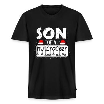 Lustige Weihnachten Nussknacker Advent Sprüche - Männer Premium Bio T-Shirt mit V-Ausschnitt - Schwarz - Vorne - Nico (187cm)