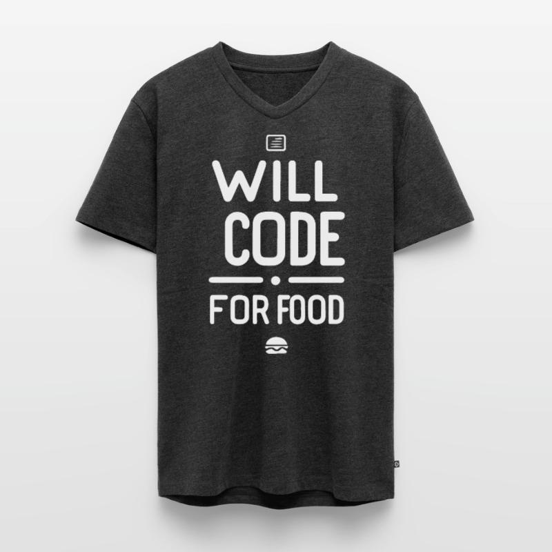 Will Code For Food Funny Programmer Men's Premium Organic T-shirt with V-neck