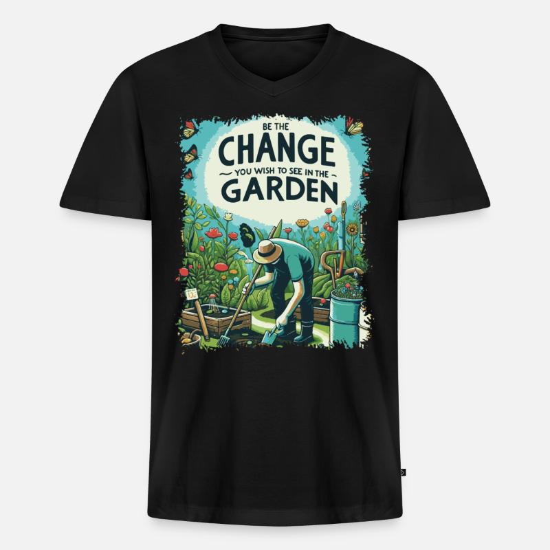 Be The Change Gartengestaltung - Männer Premium Bio T-Shirt mit V-Ausschnitt - Schwarz