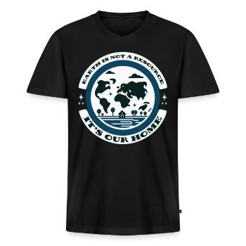 Earth Is Not A Resource, It's Our Home Eco - Men's Premium Organic T-shirt with V-neck - black - Front - Nico (187cm)