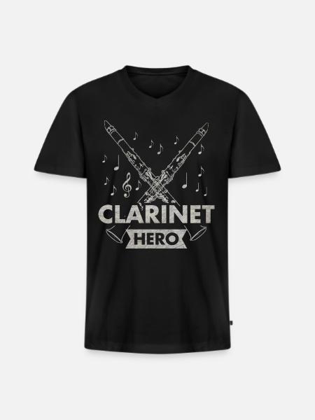 Klarinette - Männer Premium Bio T-Shirt mit V-Ausschnitt - Schwarz