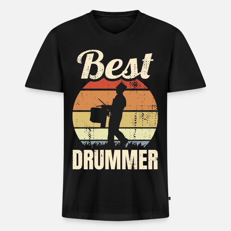 Bester Trommler - Männer Premium Bio T-Shirt mit V-Ausschnitt - Schwarz