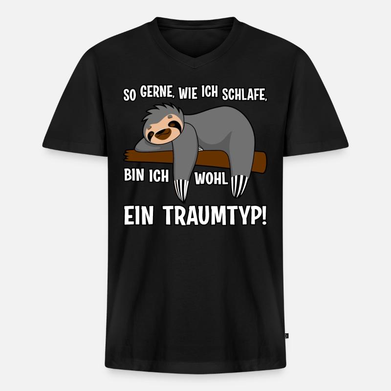 Traumtyp - Männer Premium Bio T-Shirt mit V-Ausschnitt - Schwarz