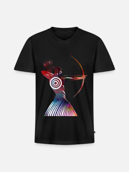 Bunter Schildbogenschütze - Männer Premium Bio T-Shirt mit V-Ausschnitt - Schwarz