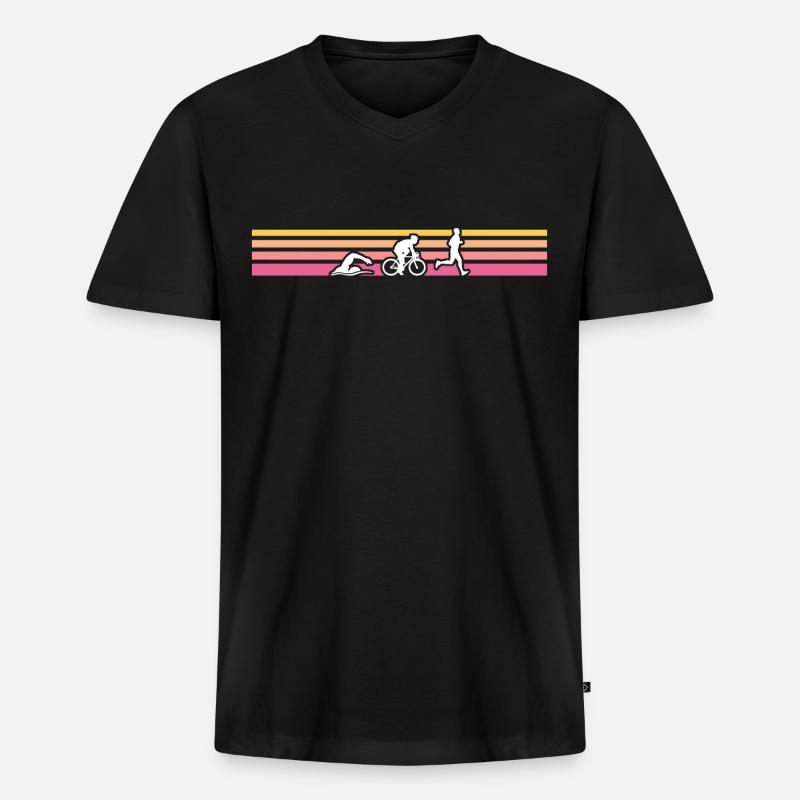Retro triathlon triathlete - Männer Premium Bio T-Shirt mit V-Ausschnitt - Schwarz