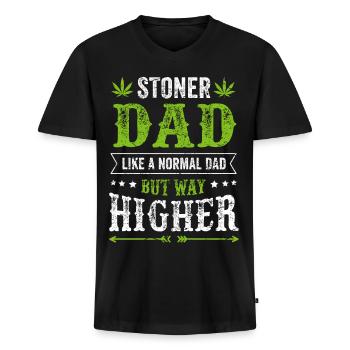 STONER DAD Vater Cannabis Kiffer Geschenk Papa - Männer Premium Bio T-Shirt mit V-Ausschnitt - Schwarz - Vorne - Nico (187cm)
