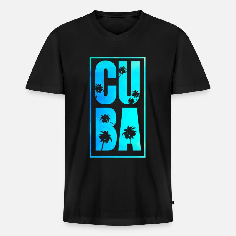 Kuba - Männer Premium Bio T-Shirt mit V-Ausschnitt - Schwarz