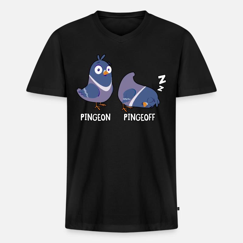 Pingeon Pingeoff - Männer Premium Bio T-Shirt mit V-Ausschnitt - Schwarz