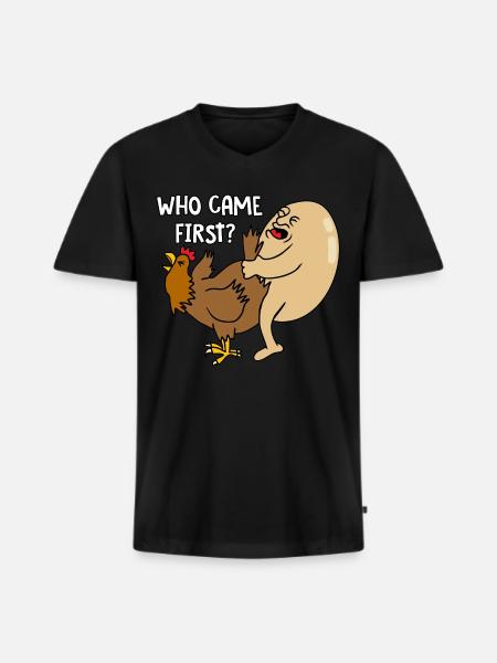 Who came first - Männer Premium Bio T-Shirt mit V-Ausschnitt - Schwarz