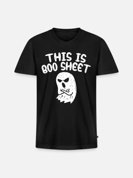 This is Boo Sheet - Men's Premium Organic T-shirt with V-neck - black