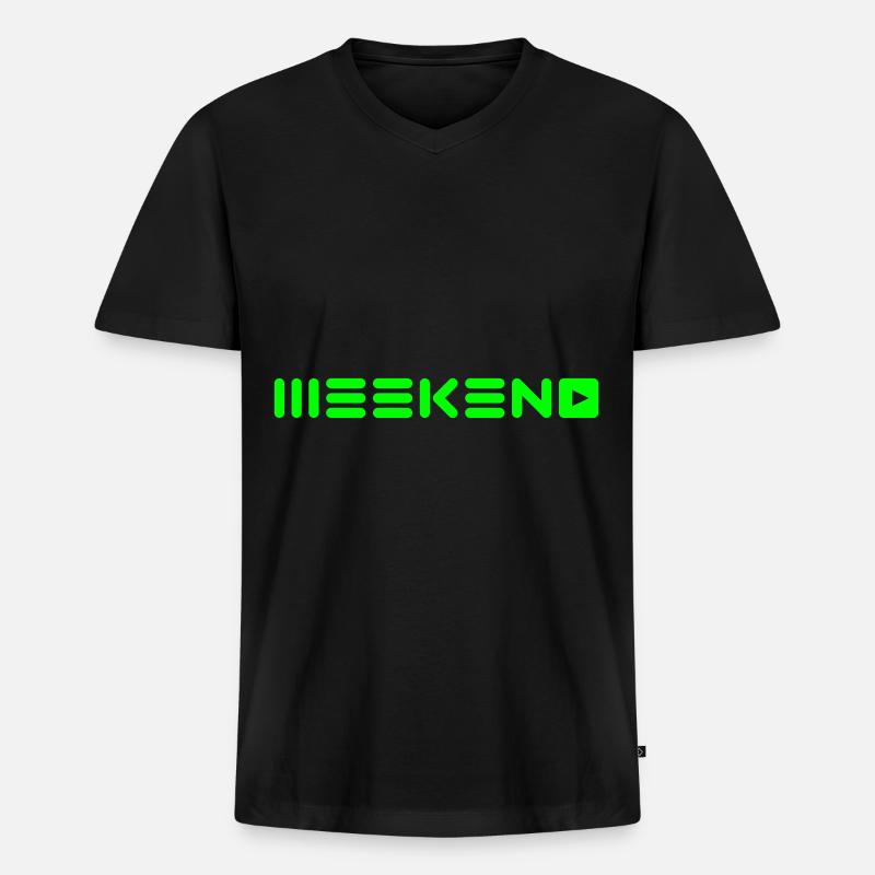 Wochenende - Männer Premium Bio T-Shirt mit V-Ausschnitt - Schwarz