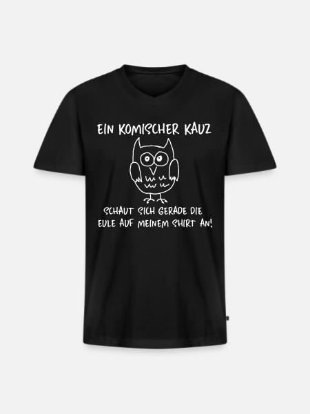 Ein komischer Kauz - Männer Premium Bio T-Shirt mit V-Ausschnitt - Schwarz