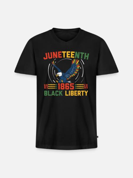 Juneteenth 1865 Black Liberty Melanated - Men's Premium Organic T-shirt with V-neck - black