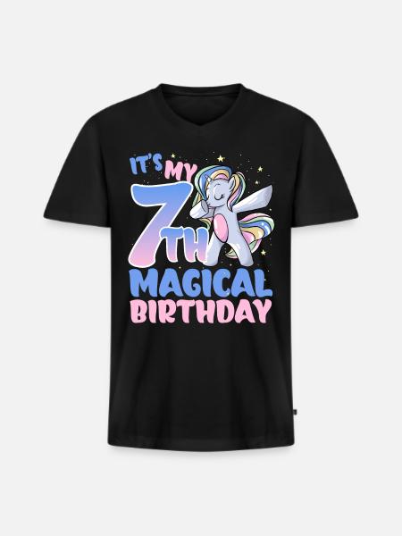 It's my 7th magical birthday - Men's Premium Organic T-shirt with V-neck - black