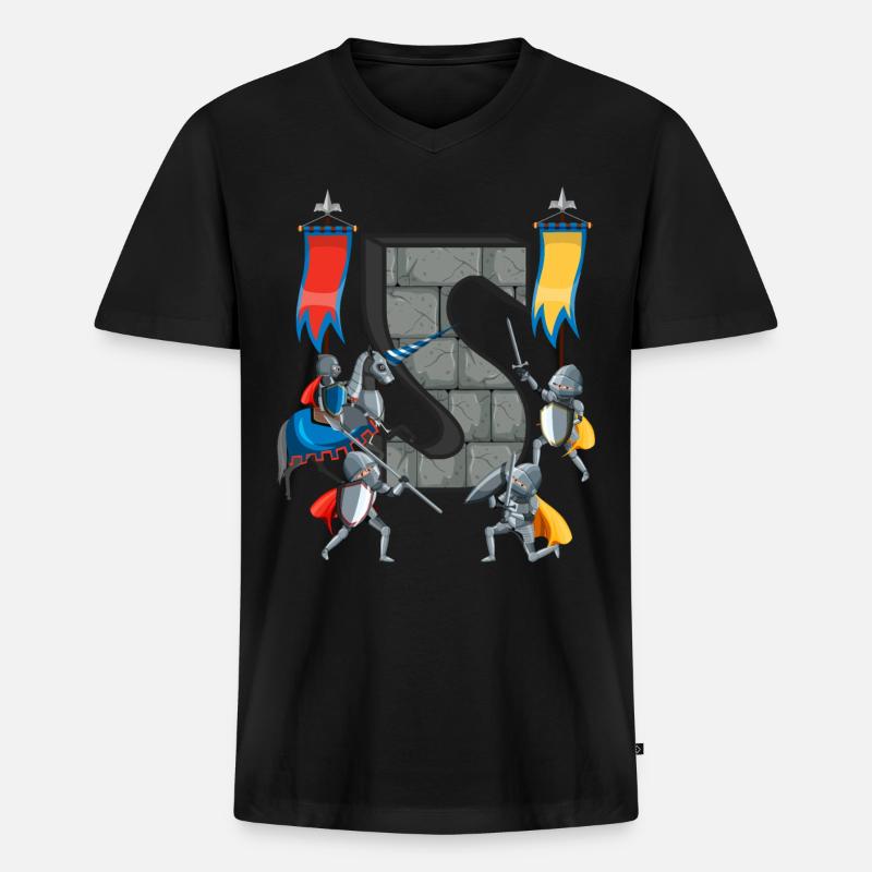 Mittelalterliche Ritter Mittelalter Geschichte - Männer Premium Bio T-Shirt mit V-Ausschnitt - Schwarz