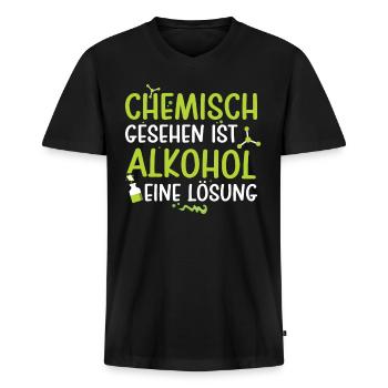 Chemisch Gesehen Ist Alkohol Eine Lösung Bier - Männer Premium Bio T-Shirt mit V-Ausschnitt - Schwarz - Vorne - Nico (187cm)