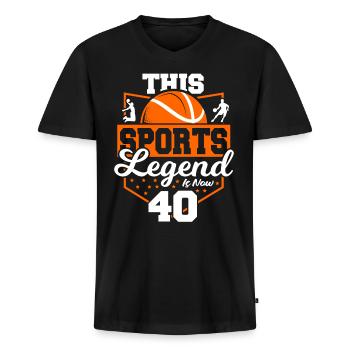 Cette légende du sport a maintenant 40 ans, jeu de basket-ball - T-shirt encolure en V Premium bio Homme - noir - Devant - Nico (187cm)
