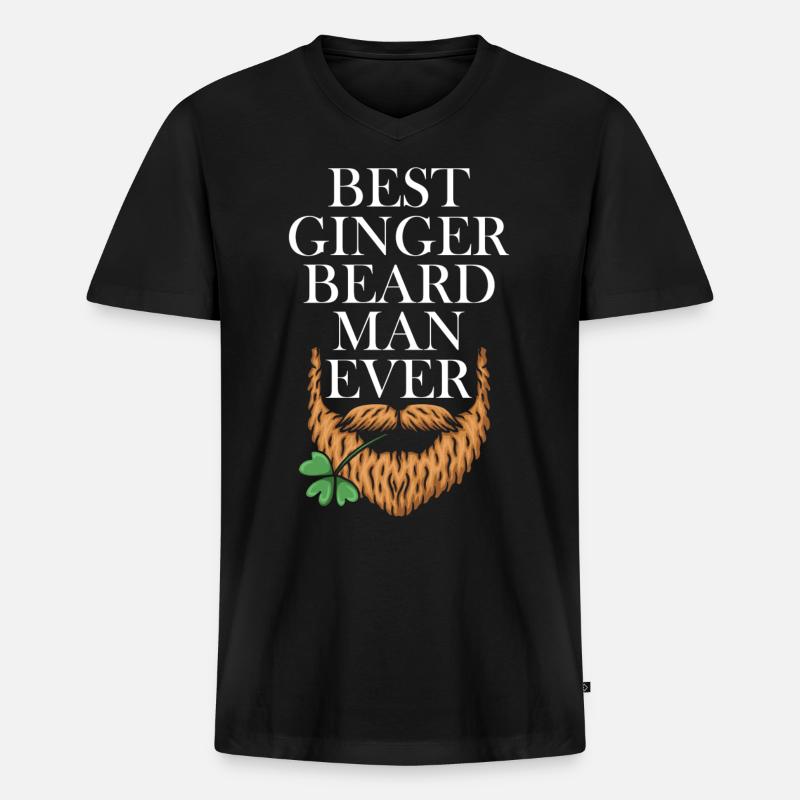 Bester Ingwer-bart-mann Aller Zeiten Kleeblatt - Männer Premium Bio T-Shirt mit V-Ausschnitt - Schwarz