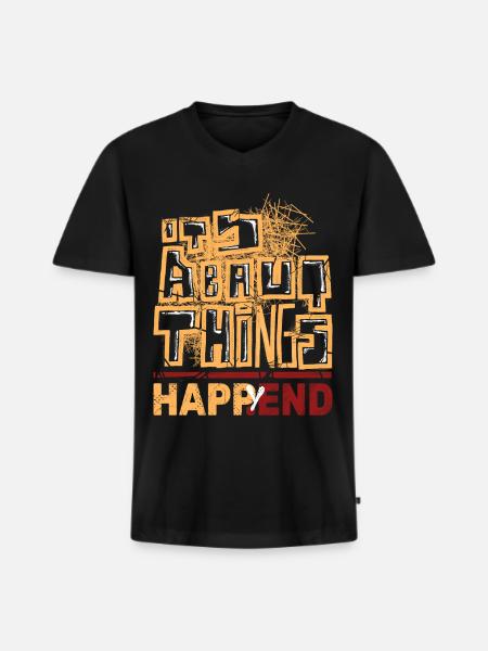 Stilvolles Graffiti und Happy - Männer Premium Bio T-Shirt mit V-Ausschnitt - Schwarz
