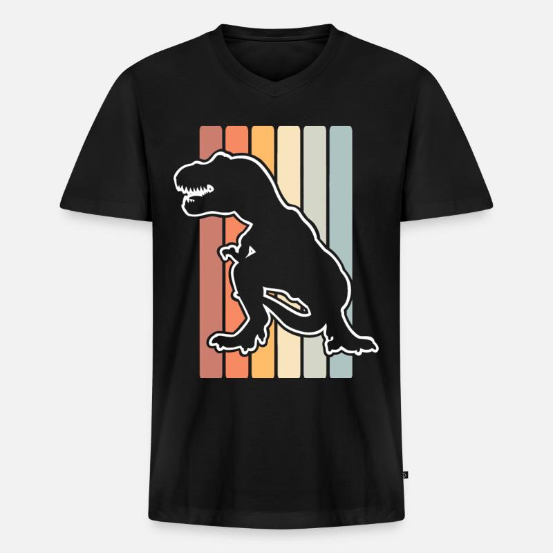 T Rex - Männer Premium Bio T-Shirt mit V-Ausschnitt - Schwarz
