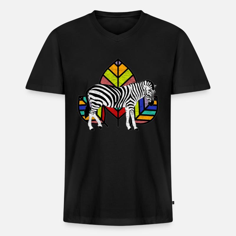 Zebra Tiere - Männer Premium Bio T-Shirt mit V-Ausschnitt - Schwarz