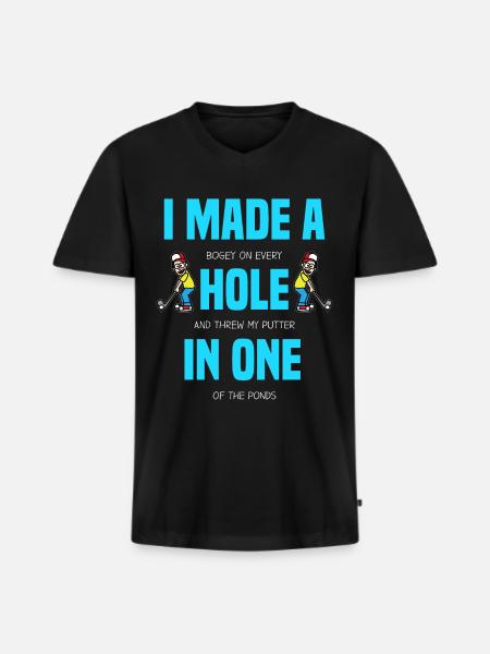 Jeg lavede et hul i en sjov Golf Golfer Golf - Premium økologisk T-shirt med V-hals til mænd - sort