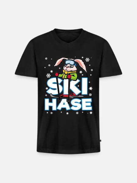 SKI HASE Ski Snow Snow - Men's Premium Organic T-shirt with V-neck - black