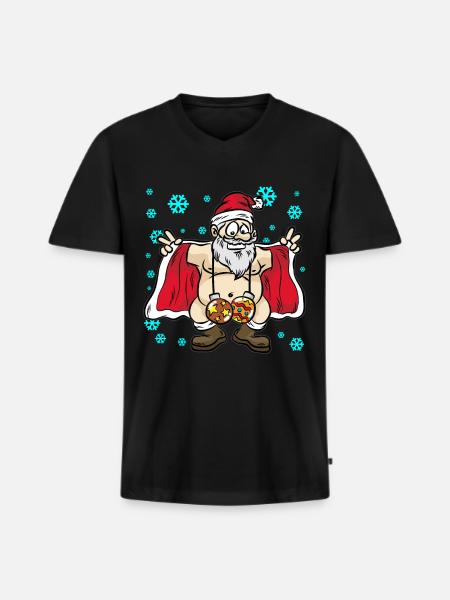 FLASHING SANTA CLAUS Stripper - Men's Premium Organic T-shirt with V-neck - black
