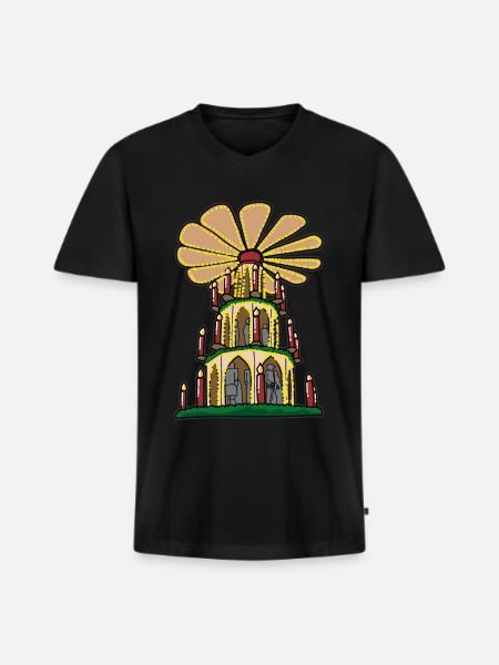 Pyramide de Noël pyramide de Erzgebirge Noël - T-shirt encolure en V Premium bio Homme - noir