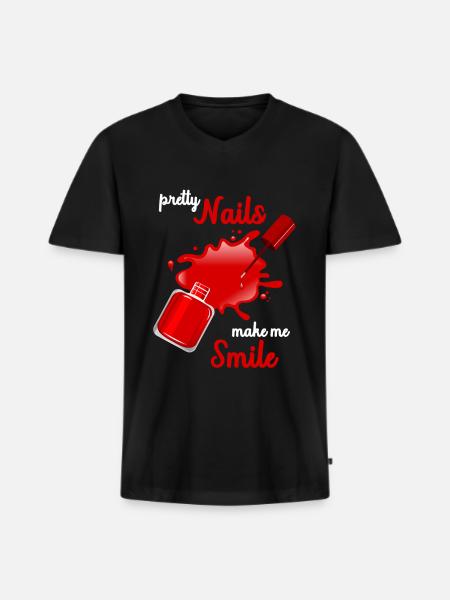 Pretty Nails Make Me Smile - Men's Premium Organic T-shirt with V-neck - black