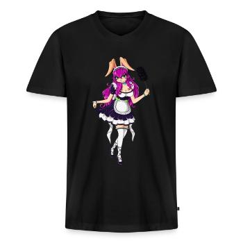 French Housemaid Cosplay Costume Ageplay - Men's Premium Organic T-shirt with V-neck - black - Front - Nico (187cm)